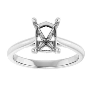 14K Gold Emerald Solitaire Engagement Ring Mounting Available in 6x4mm - 12x10mm