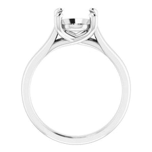 14K Gold Oval Solitaire Engagement Ring Mounting Available in 6x4mm - 12x10mm