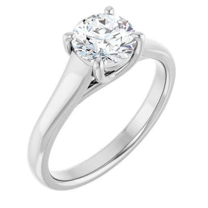 14K Gold Oval Solitaire Engagement Ring Mounting Available in 6x4mm - 12x10mm