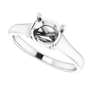 14K Gold Round Solitaire Engagement Ring Mounting Available in 4.1mm - 12mm