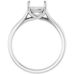 14K Gold Cushion Solitaire Engagement Ring Mounting Available in 5x5mm - 10x10mm