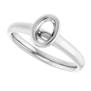 14K Gold Oval Bezel Solitaire Engagement Ring Mounting Available in 6x4mm - 9x7mm