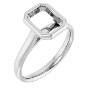 14K Gold Emerald Bezel Solitaire Engagement Ring Mounting Available in 6x4mm - 10x8mm