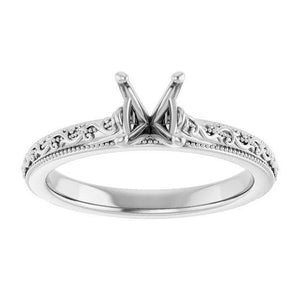 14K Gold Oval Solitaire Engagement Ring Mounting Available in 5x3mm - 10x8mm