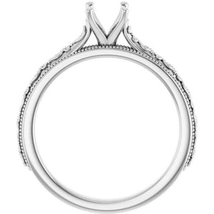 14K Gold Oval Solitaire Engagement Ring Mounting Available in 5x3mm - 10x8mm