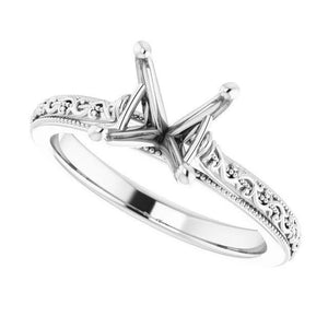 14K Gold Square Solitaire Engagement Ring Mounting Available in 4x4mm - 10x10mm