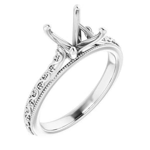 14K Gold Round Solitaire Engagement Ring Mounting Available in 4.1mm - 10mm