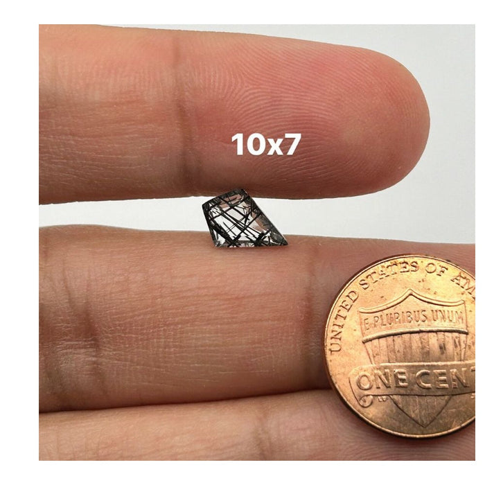 Loose Black Rutile Quartz Gemstone - Kite Shape 10x7mm for Jewelry Making