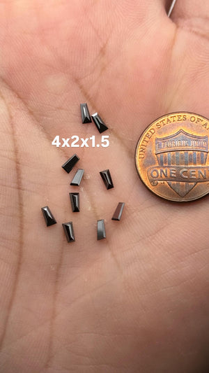 Loose Black Diamond Tapered Baguette Cut AAA Quality Available in Single and Pair 4x2x1.5mm