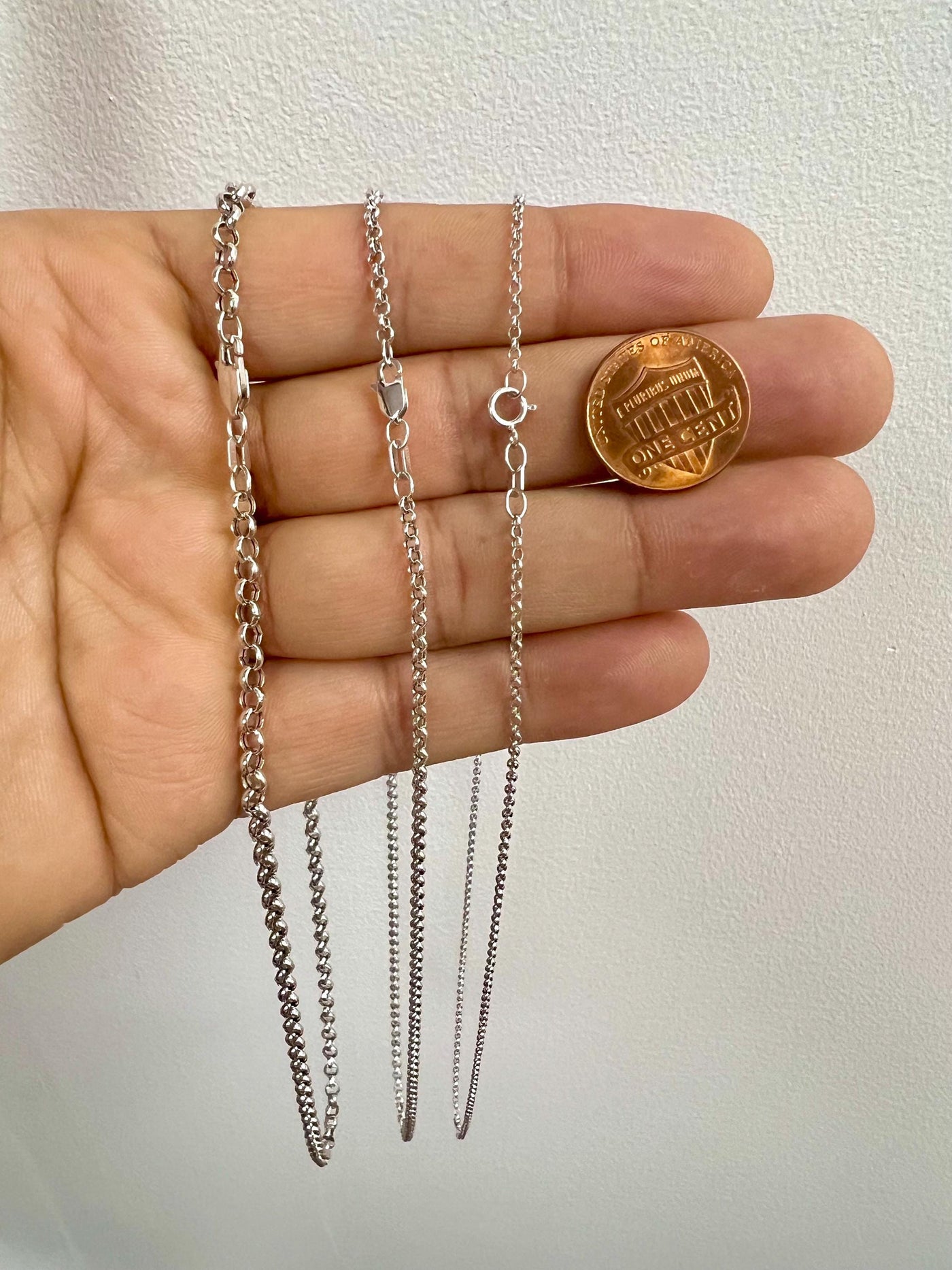 14k White Gold Rolo Chain, Solid Gold Chain Necklace 18 Inches,