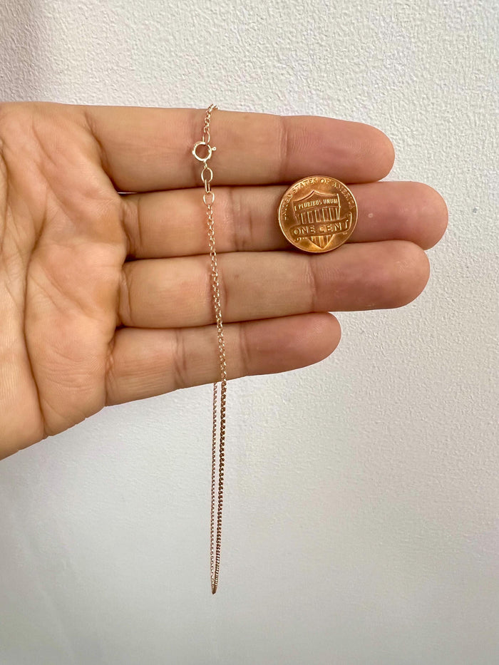 14k Pink Gold Rolo Chain, Solid Gold Chain Necklace 18 Inches, 1.6mm Thick, 14k Gold Rolo Link Chain, Gold Necklace for Pendants