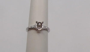 14K Gold Oval Solitaire Engagement Ring Mounting Available in 6x4mm - 12x10mm