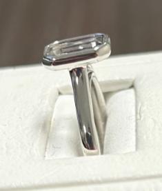 14K Gold Emerald Bezel Solitaire Engagement Ring Mounting Available in 6x4mm - 10x8mm