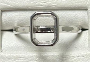 14K Gold Emerald Bezel Solitaire Engagement Ring Mounting Available in 6x4mm - 10x8mm