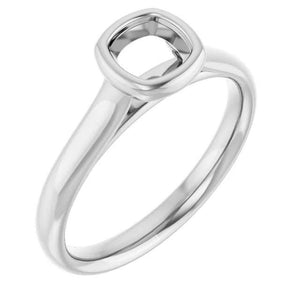 14K Gold Cushion Bezel Solitaire Engagement Ring Mounting Available in 5x5mm - 8x8mm