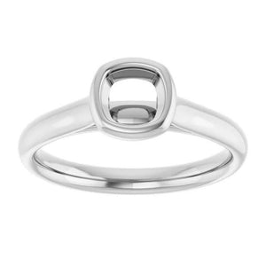 14K Gold Cushion Bezel Solitaire Engagement Ring Mounting Available in 5x5mm - 8x8mm