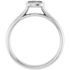 14K Gold Cushion Bezel Solitaire Engagement Ring Mounting Available in 5x5mm - 8x8mm