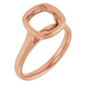 14K Gold Cushion Bezel Solitaire Engagement Ring Mounting Available in 5x5mm - 8x8mm