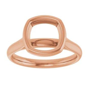 14K Gold Cushion Bezel Solitaire Engagement Ring Mounting Available in 5x5mm - 8x8mm