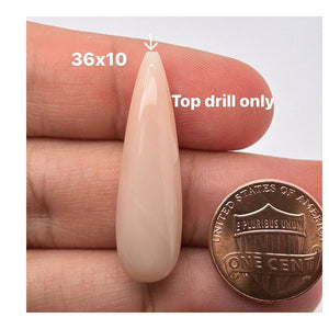 Large Loose Pink Moonstone 36x10mm - Top Drill Only, Pear Shape Cabochon 'Raindrop'