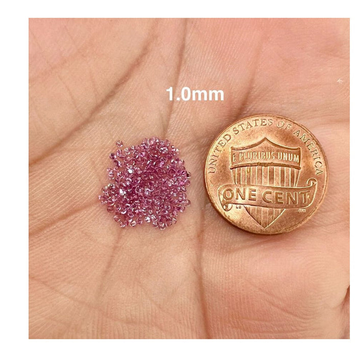 Loose Rhodolite Garnet Round Cut Gemstone Bundle - 100 pcs, AAA Quality, 1mm-1.5mm