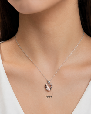 Morganite Pendant Necklace | 14K White Gold AAA Heart Morganite Solitaire Pendant 18" Singapore Chain Gift for Her