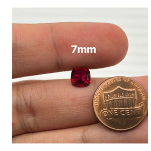 Synthetic Ruby Cushion Concave Cut