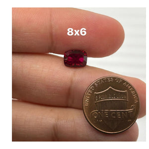 Synthetic Ruby Elongated Cushion Concave Cut 8x6mm
