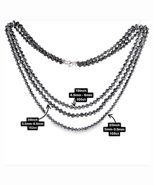 14k White Gold Clasp Knotted Round Faceted Black Diamond Bead Necklace Available in 19''/20''/22'' Inch