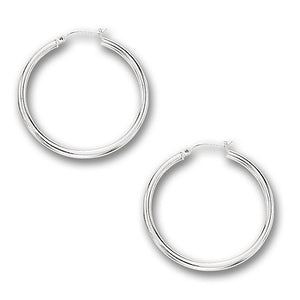3 mm Gold Classic Hoop Earrings in 14K White Gold (40 mm)