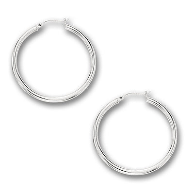3 mm Gold Classic Hoop Earrings in 14K White Gold (40 mm)