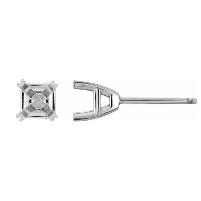 14K Gold Asscher Split-Prong Earring Mounting Available in 3.6x3.6mm - 7x7mm