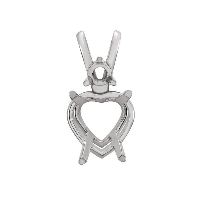 14K Gold Heart 4-Prong Accented Pendant Mounting Available in 5x5mm - 20x20mm