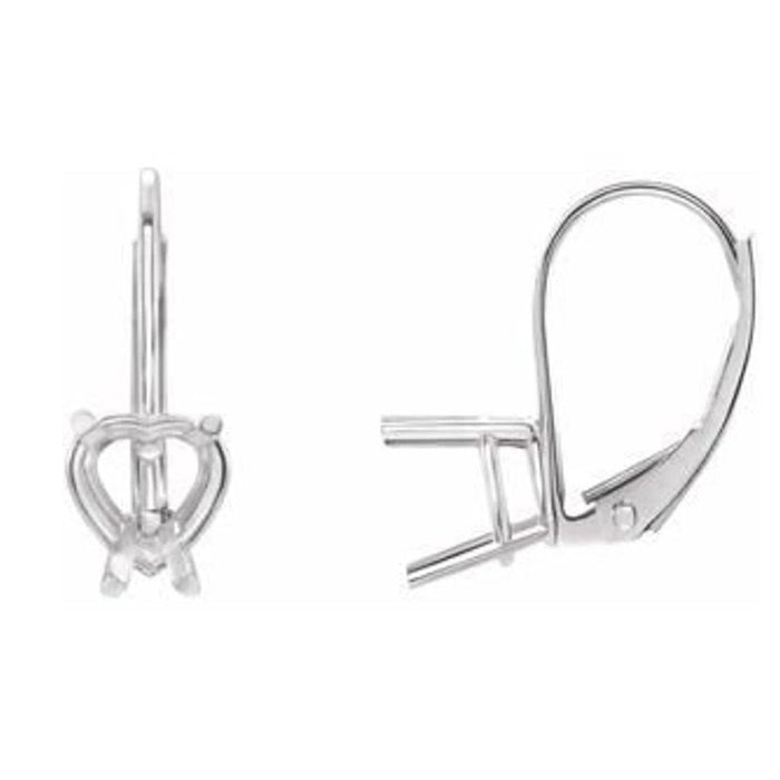 14K Gold Heart 4-Prong Lever Back Earring Mounting Available in 4x4mm - 8x8mm