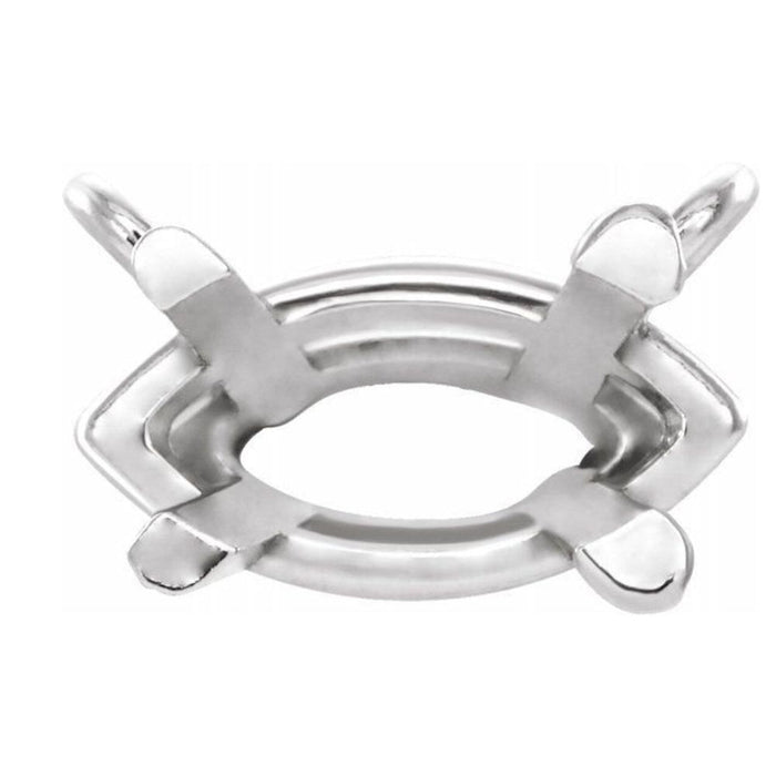 14K Gold Marquise 4-Prong Necklace Center Mounting Available in 6x3mm - 10x5mm