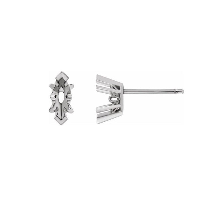 14K Gold Marquise Earring Mounting 6-Prong Available in 5x3mm - 12x6mm