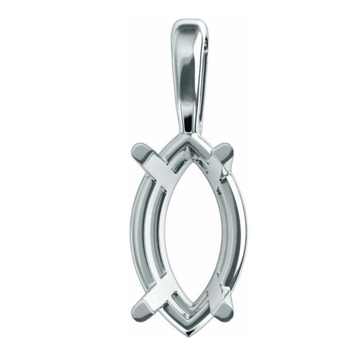 14K Gold Marquise Pendant Mounting Available in 5x3mm - 10x5mm