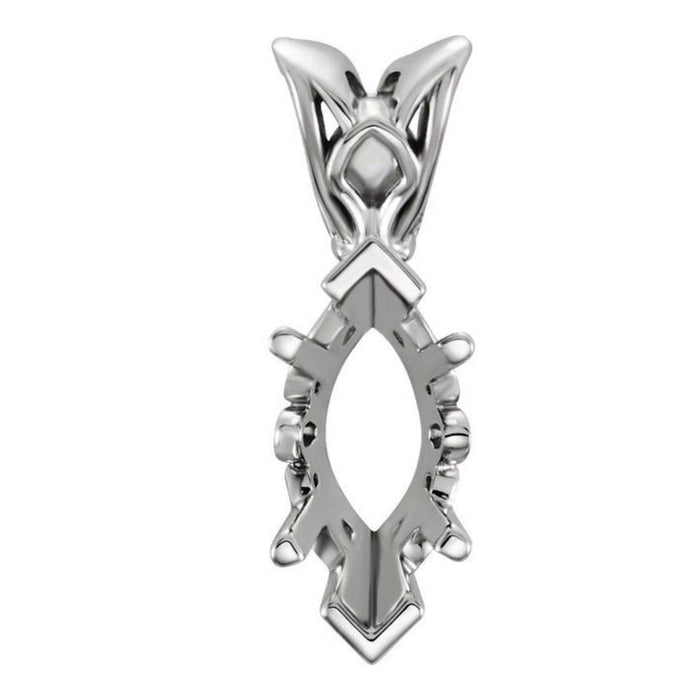 14K Gold Marquise Scroll Pendant Mounting Available in 5x3mm - 20x10mm
