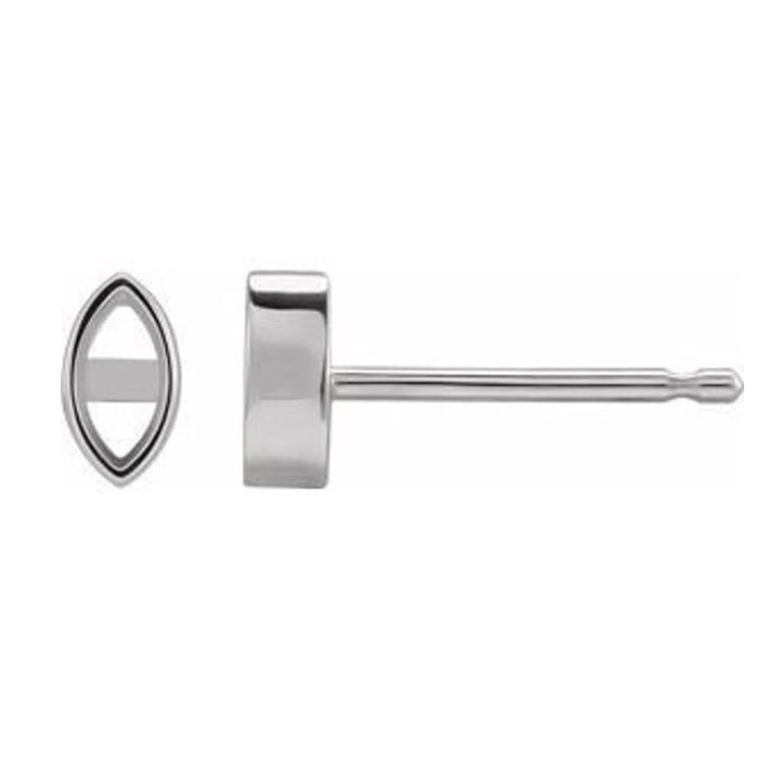 14K Gold Marquise Solitaire Bezel-Set Earring Mounting Available in 2.5x1.25mm - 6x3mm