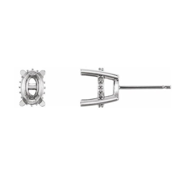 14K Gold Oval 4-Prong Accented Basket Earring Available in 6x4mm - 8x6mm