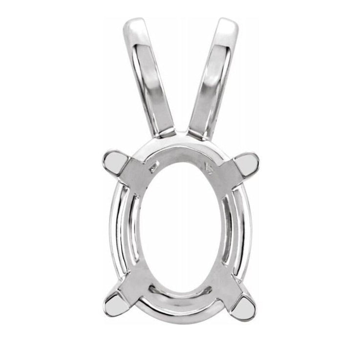 14K Gold Oval 4-Prong Wire Basket Pendant Mounting Available in 4x3mm - 22x16mm