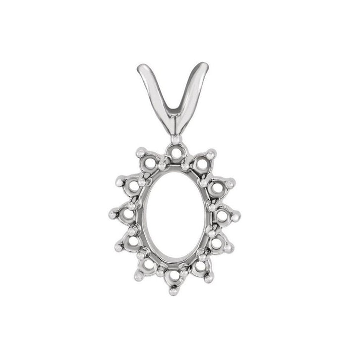14K Gold Oval Halo-Style Pendant Mounting Available in 5x3mm - 14x10mm