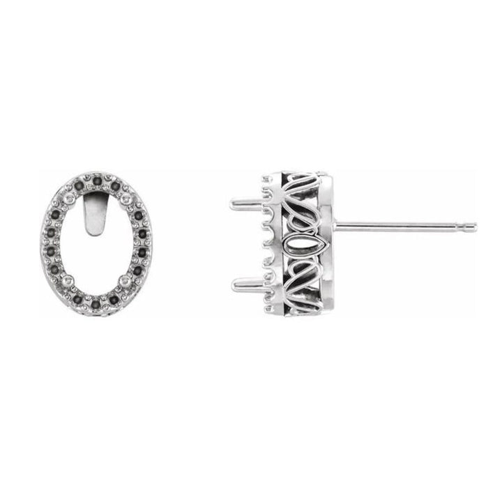 14K Gold Oval Round Halo-Style Earring with Pierced Gallery Available in 5x3mm - 8x6mm