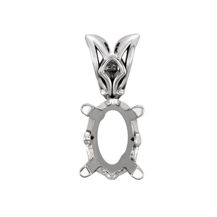 14K Gold Oval Scroll Pendant Mounting Available in 5x3mm - 22x16mm