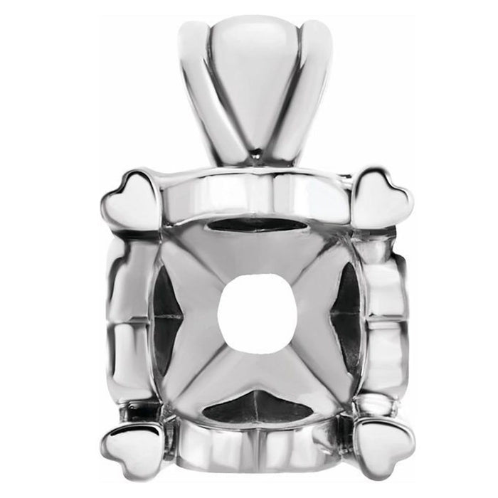 14K Gold Round 4-Prong Hearts on Top Pendant Mounting Available in 4mm - 8mm