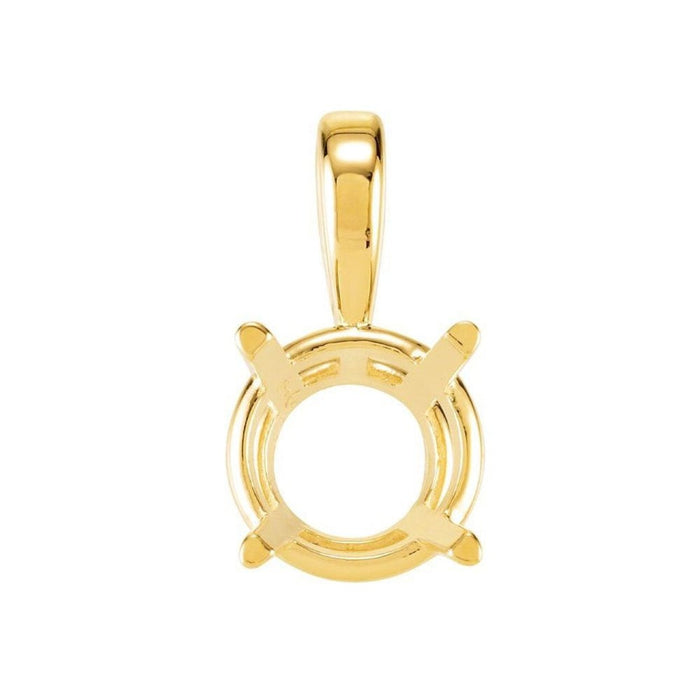 14K Gold Round 4-Prong Pendant Mounting Available in 2.5mm - 16mm