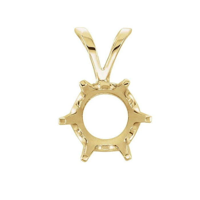 14K Gold Round 6-Prong Low Base Pendant Mounting Available in 2.40mm - 8.20mm