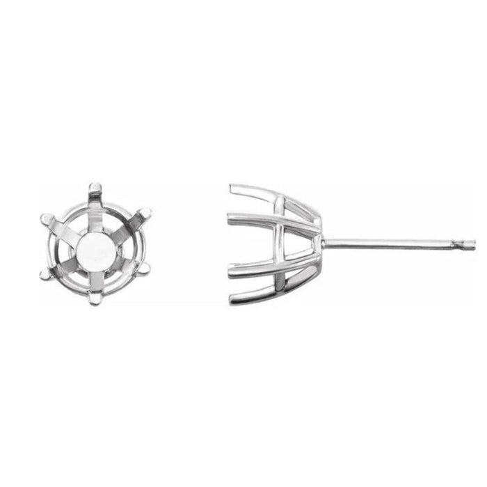 14K Gold Round 6-Prong Stud Earring Mounting Available in 3mm - 8mm