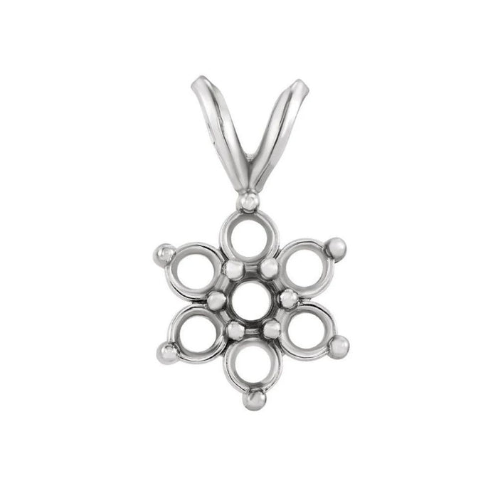 14K Gold Round 7-Stone Cluster Pendant Available in 1.7MM - 4.1MM