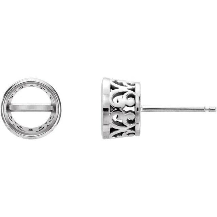 14K Gold Round Bezel-Set Earring Mounting Available in 4.1mm - 6.5mm